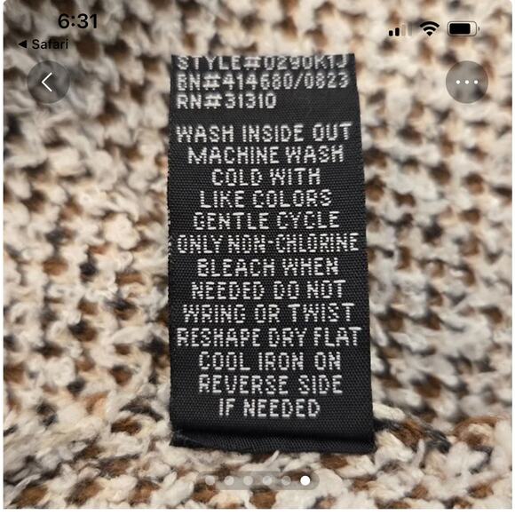 FORTUNE + IVY LONG‎ OPEN FRONT SOFT CARDIGAN BROWN MULTI STRIPED POCKETS L NWOT - Picture 6 of 8